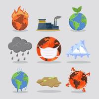 conjunto de iconos cambio climático vector