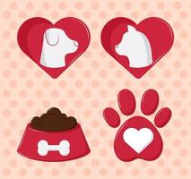 iconos mascotas amor vector