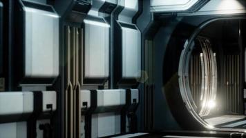 3D rendering of realistic sci-fi spaceship corridor video
