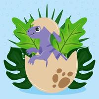 baby dinosaur in egg shell vector