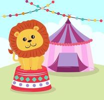 circus lion and tent vector