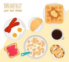 breakfast menu tasty vector