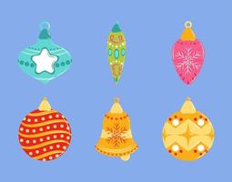 iconos bolas de navidad vector