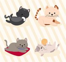 cute cats icons vector