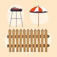 three bbq party icons vector