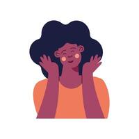 mujer afro con máscara vector