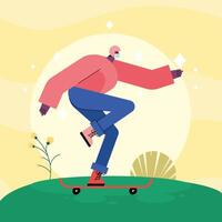 hombre en patineta vector