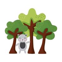 little bear in forest vector