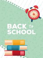 back to school lettering and books vector