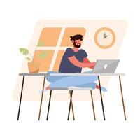 man using laptop vector