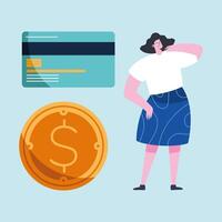 elegant businesswoman with money vector