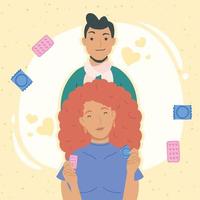 pareja con iconos sexuales vector