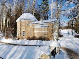 Winter in Pavlovsky Park white snow and cold trees photo