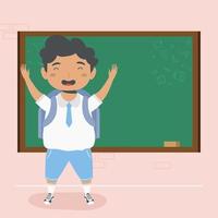 student boy and chalkboard vector