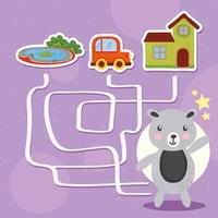 bear in maze for kids vector