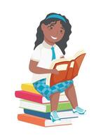 girl reading book vector