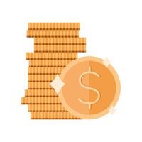 pile coins golden money vector