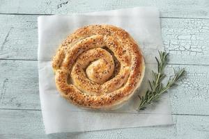 Spiral phyllo pie with feta photo