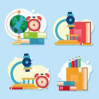 four back to school icons vector