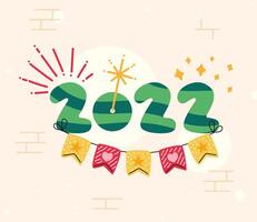 2022 año y guirnaldas vector