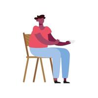 afro man seated in chair vector