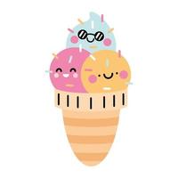 lindo helado kawaii vector