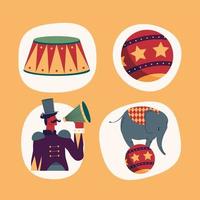 four circus show icons vector