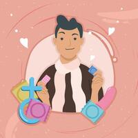 hombre gay con iconos sexuales vector