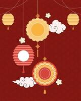 chinese moon lamps hanging vector