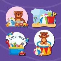 toys icons group vector