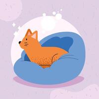 mascot cat in couch vector