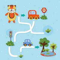 tiger and cars in maze vector