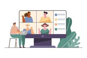 five video conference persons vector