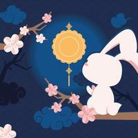 rabbit in tree branches vector