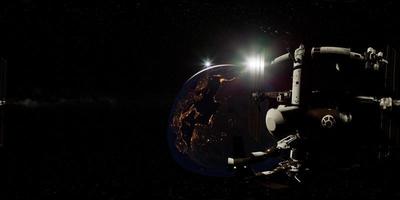 Timelapse ISS in virtual reality 360 degree video. International Space Station video