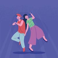 youth couple dancing characters vector