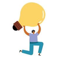 man kneeling lifting bulb vector