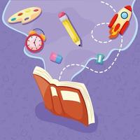 book and icons vector