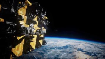 ruimteschip met zicht op de ruimte en planeet aarde video