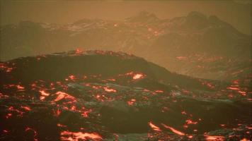 lava fields and hills at active volcano video