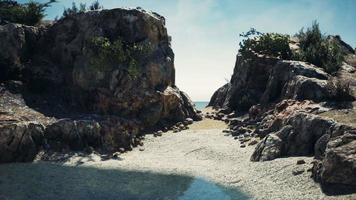 coastal view of a sand beach with cliffs video