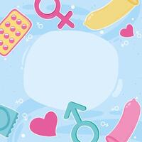 sexual health icons around vector