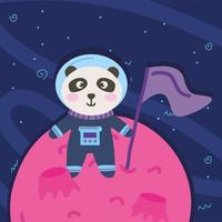 astronaut panda on earth vector