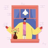 Man at window vector