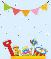 banner over toys vector