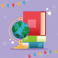 earth with books supplies vector