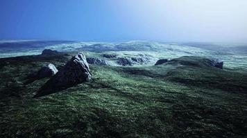 mountain landscape at sunset with tone in the foreground on the field video