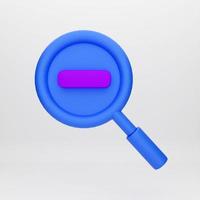 3d cartoon icon magnifying glass for mockup template presentation infographic  3d render illustration photo