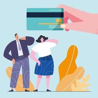 businesscouple with credit card vector