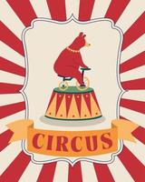 cartel de oso de circo en bicicleta